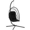 FOTEL WISZĄCY SKŁADANY ERIS CZARNY, PODUSZKA - CZARNA, RAMA - CZARNA