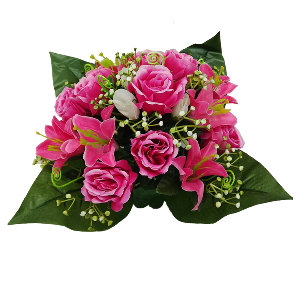 ARTIFICIAL BOUQUET OF FLOWERS ROSES AND LILES ASSORTED COLOURS