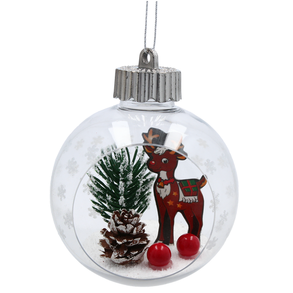 CHRISTMAS SNOW GLOBE 8 CM - SANTA/REINDEER/PENGUIN