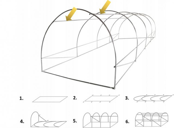 Garden Poly Tunnel 5-Segment Green 8 x 3 x 2 M