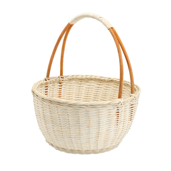 KOSÍK Z RATANU 28 x 16/36 CM S ÚCHYTEM - BÍLÝ *4132