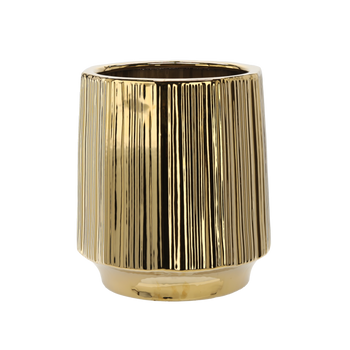 CERAMIC COVER FOR A POT 32 x 32 x 35,5 CM GOLD WITH STRIPES