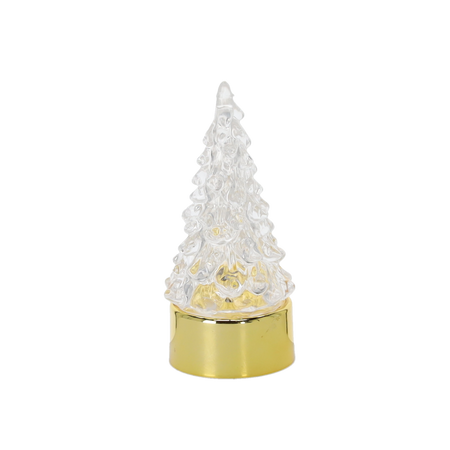 OZDOBA BOŻONAR. - CHOINKA LED PLASTIKOWA 4 X 9,5 CM ZŁOTA/SREBRNA disp=12szt *9001