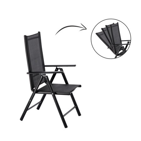 FOLDING GARDEN CHAIR ALUMINIUM 66 x 56 x 107 CM BLACK