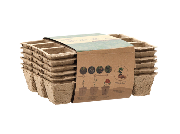 SADA 6 PALET TORFOVÝCH KVĚTINÁČŮ 21 x 17 x 4,5 CM