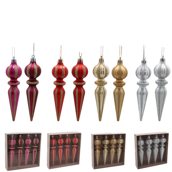 SET 4 DECORAȚIUNI DE BRAD LUNGI 16 CM MIX DE CULORI *5355