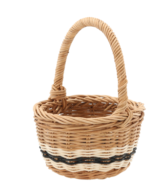 KOSZYK RATTANOWY 13 x 8/18 CM Z UCHWYTEM - NATURALNY Z BIAŁYM I CZARNYM *7329