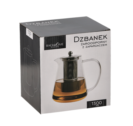 SKLENICA ODOLNÁ VÚČI TEPLU SO ZÁPARZACOM A KOVOVÝM VÍKOM 1300 ML *1571