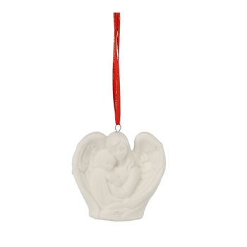 FIGURKA CERAMICZNA - ANIOŁ ZE SKRZYDŁAMI Z ZAWIESZKĄ BIAŁY 7 CM opak=12szt *1471