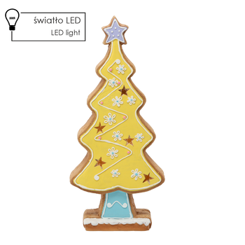 FIGURKA BOŻONAR. - CHOINKA Z PIERNIKA ŻÓŁTA 23,8 X 9,8 X 53,6 CM LED *1384