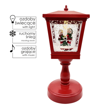 ŚWIĄTECZNA MINI LATARNIA 13,5 X 13,5 X 31,5 CM Z POZYTYWKĄ LED - CZERWONA *3535