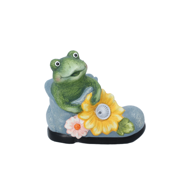 GARDEN FIGURINE – FROG WITH FLOWER 16 X 9 X 14,5 CM LED pack=4 pcs
