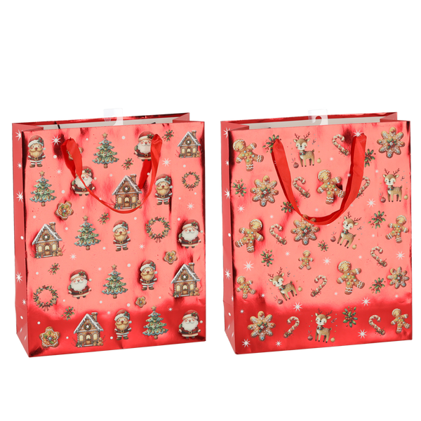 CHRISTMAS GIFT BAG "CHRISTMAS GINGERBREADS" 30 x 42 x 12 CM MIX DESIGNS