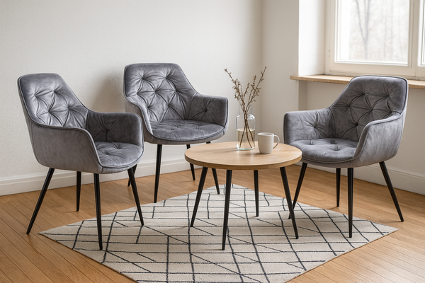 KRZESŁO WELUROWE SZARE *2975