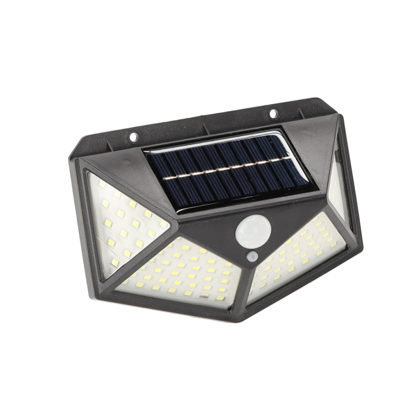 LAMPĂ SOLARĂ 13,5 x 5,5 x 9,7 CM APARAT DE PERETE CU SENZOR DE MIȘCARE 100 LED ALB RECE *6124