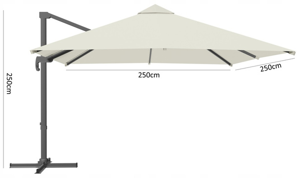 PARASOL OGRODOWY "MINI ROMA" 2,5 x 2,5 M BEŻOWY Z POKROWCEM *5385