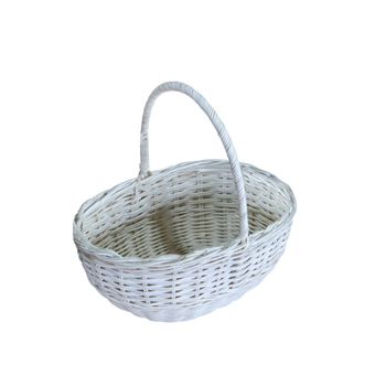 Ratanový košík 22 x 17 x 11/21 CM s úchopem - bílý *8840