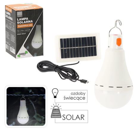 SOLÁRNÍ LAMPA 7,6 x 7,6 x 14,6 CM LED ŽÁROVKA STUDENÁ BÍLÁ *6155