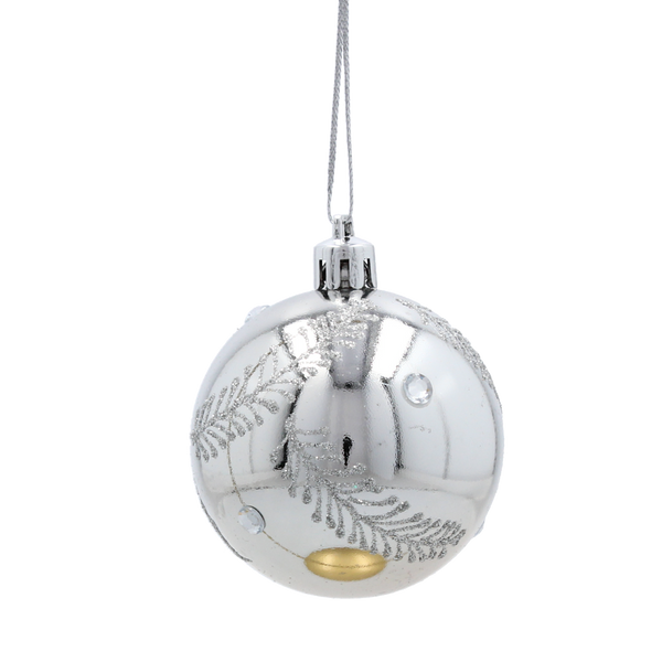 Set de 8 globuri de Crăciun argintii, 6 cm, mix de modele *5775