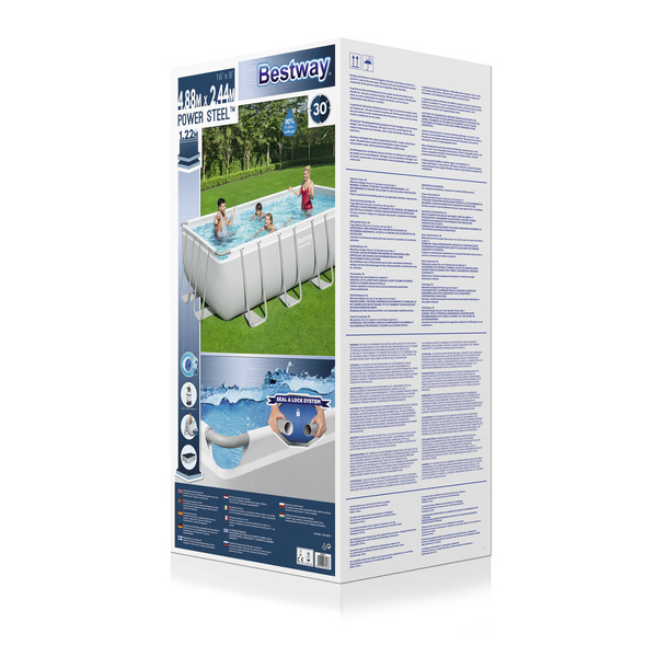Power Steel 4.88m x 2.44m x 1.22m Rectangular Pool Set