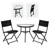 SET DE MOBILIER PENTRU BALKON - MASĂ SEMICERC + 2 SCAUNE FOLDABLE - NEGRU *7132
