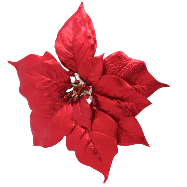 FLORĂ ARTIFICIALĂ - STEAUA BETLEHEMULUI 25 CM PE CLIPS ROȘU pachet=12 buc *3841