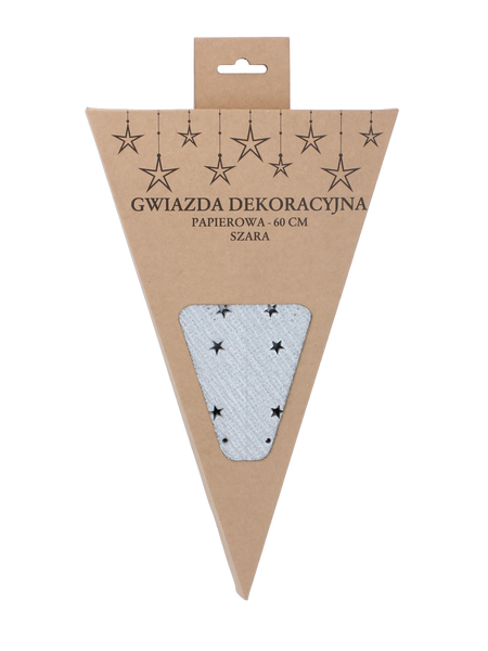 GWIAZDA DEKORACYJNA PAPIEROWA 60 CM SZARA Z GWIAZDKAMI opak=12szt *2099