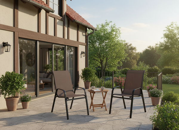 KPL. 2 KRZESEŁ OGRODOWYCH BRĄZOWYCH 54 x 70 x 92 CM