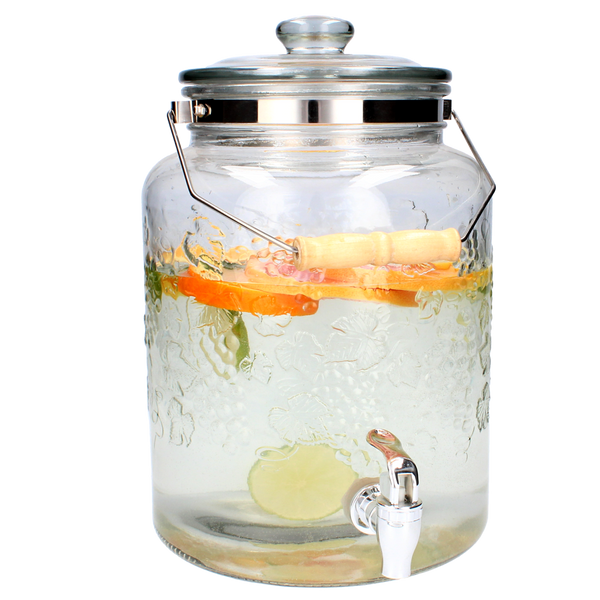 DECORATED JAR 8L WITH GLASS LID AND TAP