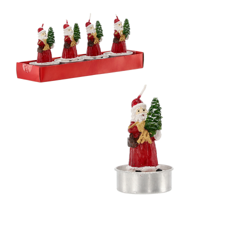 SET OF 4 CANDLES SANTA CLAUS WITH TREE
