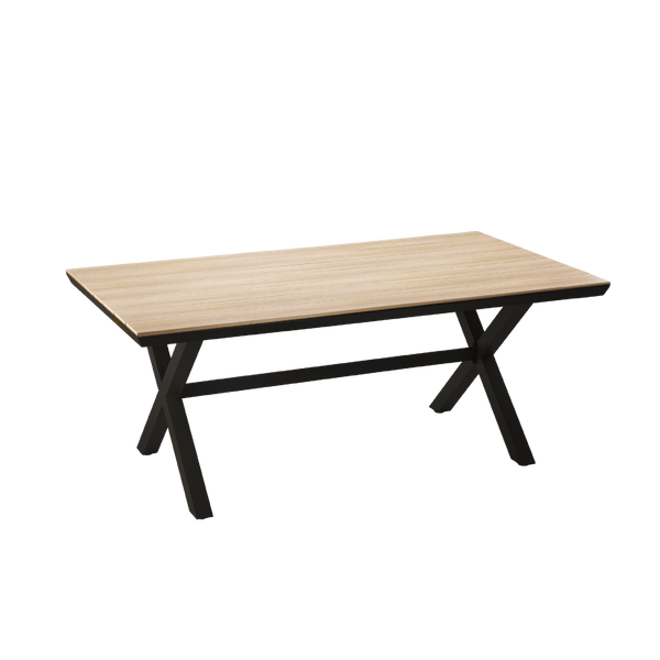 STÓŁ ALUMINIOWY OGRODOWY Z BLATEM POLYWOOD 180 x 100 x 75 CM CIEMNY SZARY