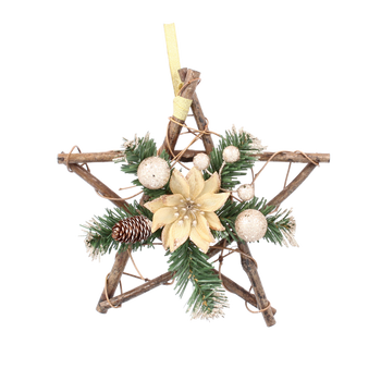 GWIAZDA DREWNIANA WISZĄCA 25 CM ZŁOTA *9557