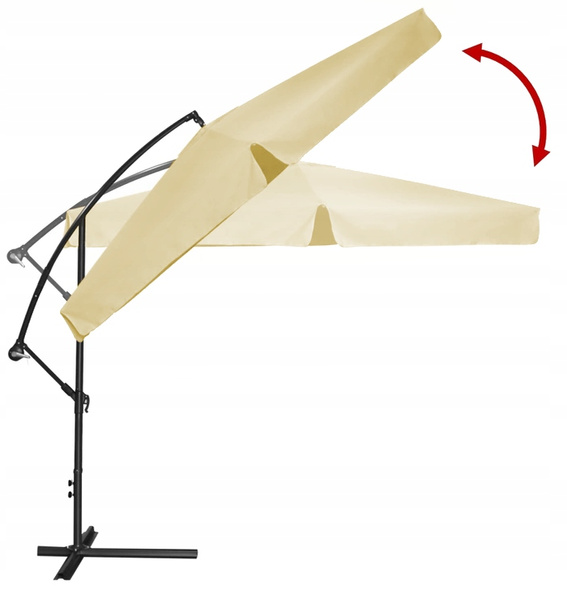 GARDEN UMBRELLA 3 M BEIGE "BANANA" WITH COVER