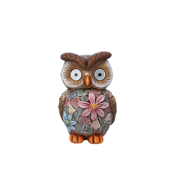 FIGURINĂ DE GRĂDINĂ - BUFNIȚĂ CU OCHI ILUMINAȚI 13,5 x 12 x 20,4 CM LED pachet=2buc *7966