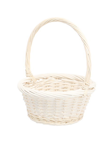 KOSZYK RATTANOWY 25 x 25 x 12/31 CM Z RĄCZKĄ - BIAŁY *6933