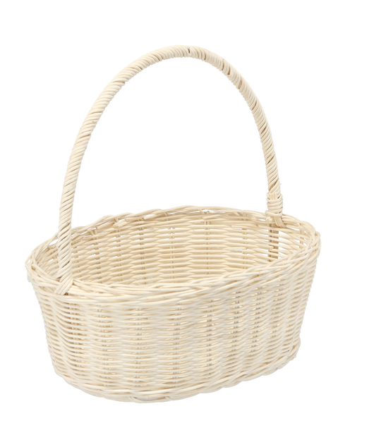 RATTANOVÝ KOŠ 27,5 x 20,5 x 10,5/27 CM S BÍLÝM / HNĚDÝM UCHOCHEM *6089