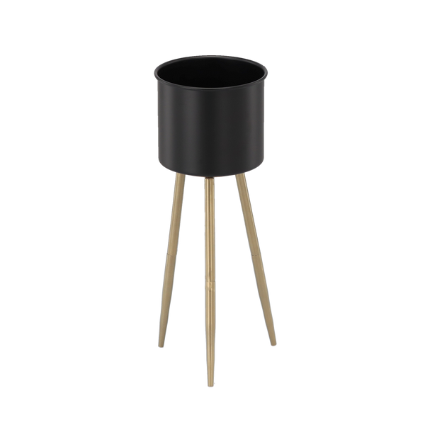 SUPORT PENTRU FLORI/PLANTE 18 x 18 x 50 CM NEGRU CU PICIORUȘE AURII *1401