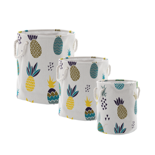 SET OF 3 ROUND BASKETS PINEAPPLES