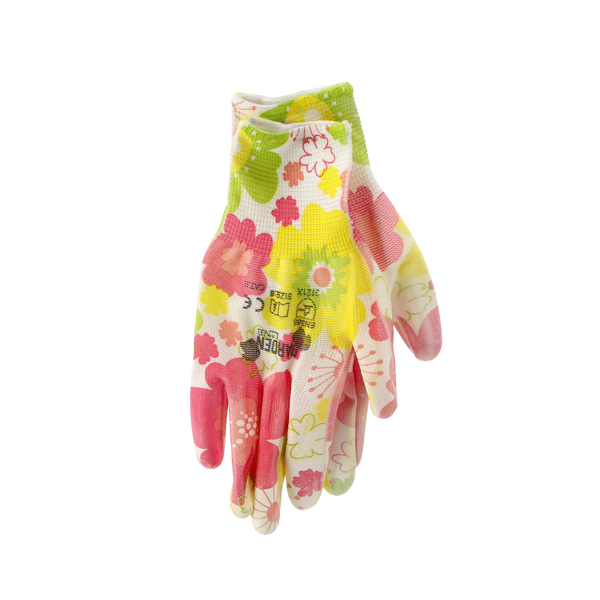 GARDEN GLOVES "8" PATTERN, POLYESTER WITH POLYURETHANE PACKET=12