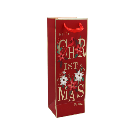 CHRISTMAS WINE GIFT BAG "CHRISTMAS TO YOU" 36 x 12 x 10 CM MIX DESIGNS