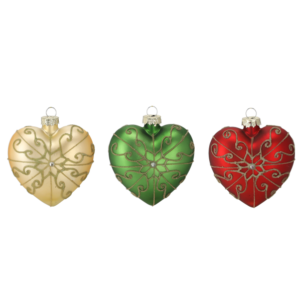 GLASS ORNAMENT HEART DIA 8CM