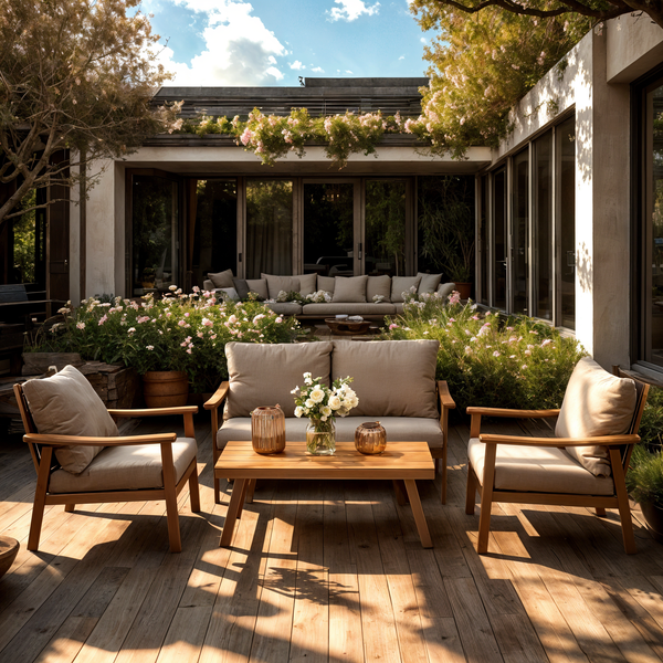 ALUMINUM FURNITURE "LUBLANA" SET (SOFA + 2 ARMCHAIRS + TABLE) GREY + GREY CUSHIONS