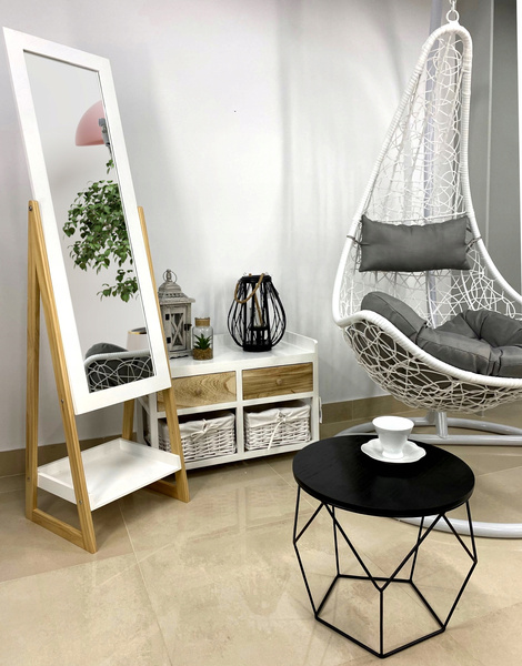 LUSTRO STOJĄCE DREWNIANE NOGI Z PÓŁKĄ 40 x 36 x 150 CM *9740