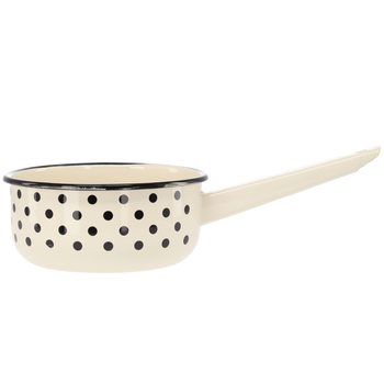 RONDEL EMALIOWANY Z RĄCZKĄ 1,5 L 16 CM BIAŁY KROPKI *3554