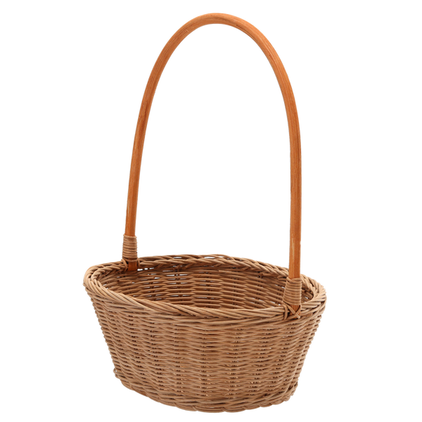 KOSZYK RATTANOWY 27 x 20 x 11/36 CM Z UCHWYTEM - NATURALNY *7411