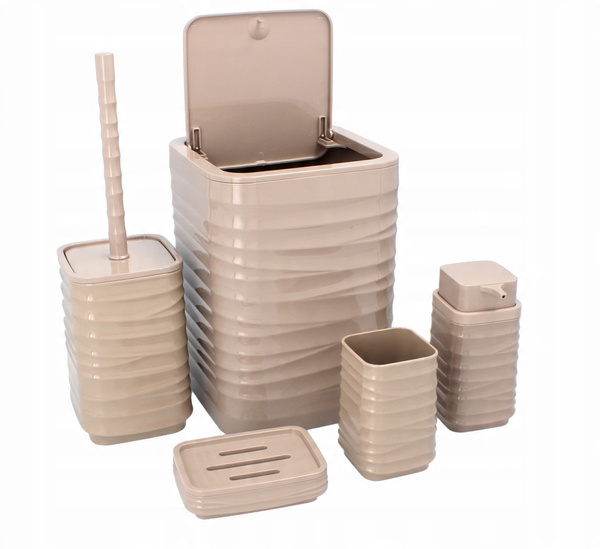 5-PIECE BATHROOM SET SQUARE BROWN