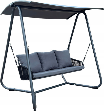 ZÁHRADNÁ HOJDAKA S PLETENÝMI PODRÚČKAMI 180 x 139 x 185 CM ANTRACITOVÁ PREMIUM *3149