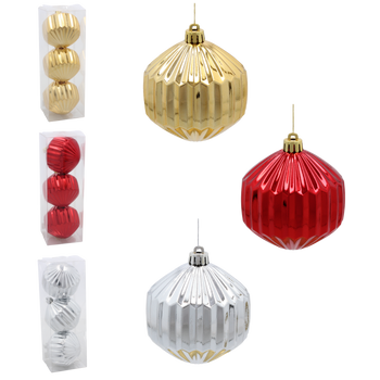 KPL. 3 BOMBEK 8 CM RED / GOLD / SILVER *3818