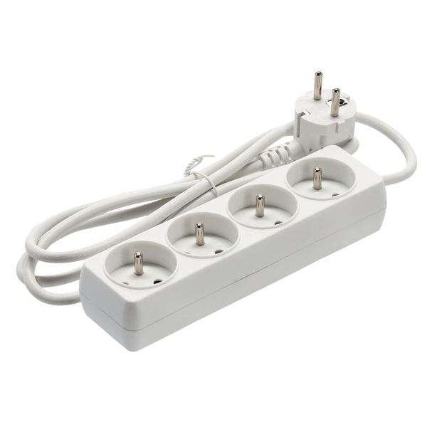 EXTENSION CORD POWER STRIP 4 SOCKETS 1.5M WHITE