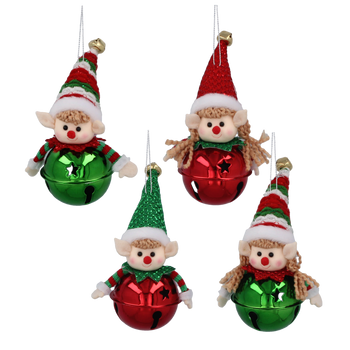 CHRISTMAS DECORATION - BELL ELF MIX DESIGNS 5 x 12 CM